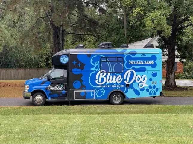 Blue Dog Mobile Pet Grooming van