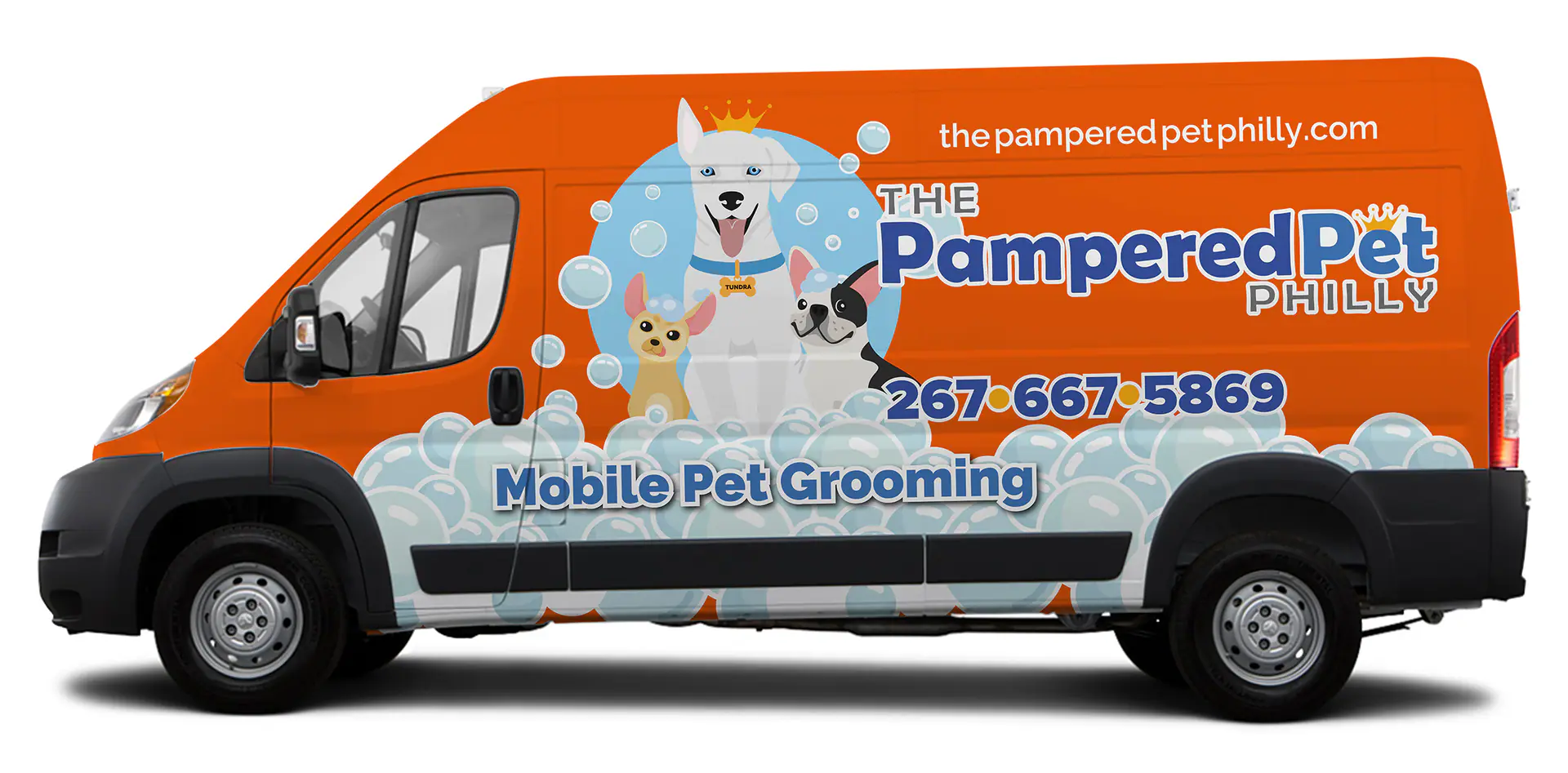 The Pampered Pet Philly mobile grooming van